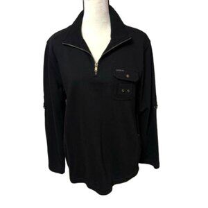 2/$30 Lauren Jeans Co Black Heavyweight Pull Over 1/2 Zip Sweatshirt Sz.L #2232